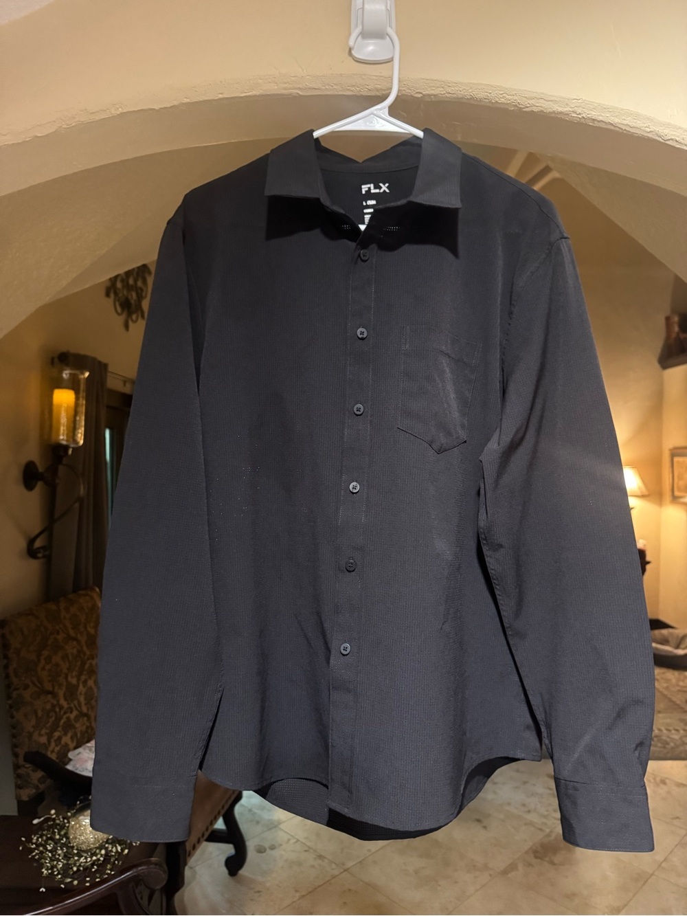 FLX Men's Classic Black Long-Sleeve Dress Shirt